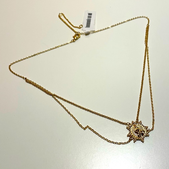 SPORTSGIRL | Gold tone mystic sunburst dual layer necklace | NWT - Picture 4 of 8